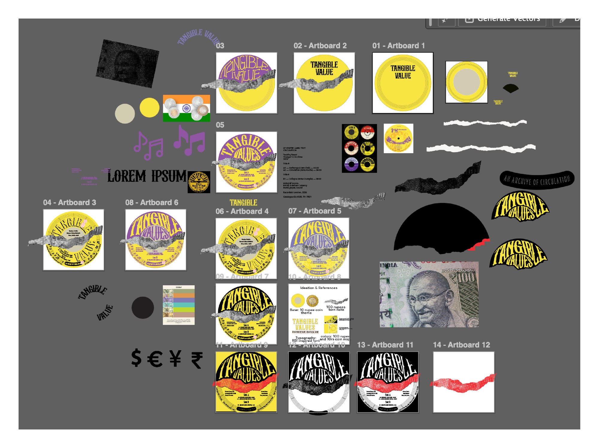 Numbered initial LP cover draft iterations